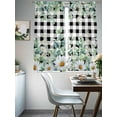 thumbnail image 4 of Green Eucalyptus Leaves Sheer Curtains 63 Inch Length 2 Panels for Living Room, Summer Botanical Daisy Black Plaid Voile Kitchen Curtain Set, Luxury Privacy Drapes Window Treatment for Bedroom, 4 of 7