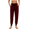 thumbnail image 6 of Hanerdun Womens Sweatpants with Pockets Ankle Elastic Waist Yoga Athletic Joggers Activewear Red L, 6 of 7