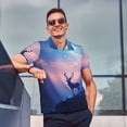 thumbnail image 4 of Fotbe Night Sky Elk Camiseta Polo de Golf para Hombre con Estampado – Camisa Deportiva Transpirable con Cuello Abotonado-Small, 4 of 6