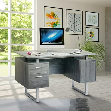 Modern Office Desk with Storage Gray - Techni Mobili