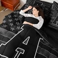 thumbnail image 5 of Meiyoeat Vintage American Flag Letter A Bedding Comforter Set 7pcs for Men Boys, Patriotic Monogram Queen Bedding Sets, Black Gray White,Black Reversible, 5 of 6