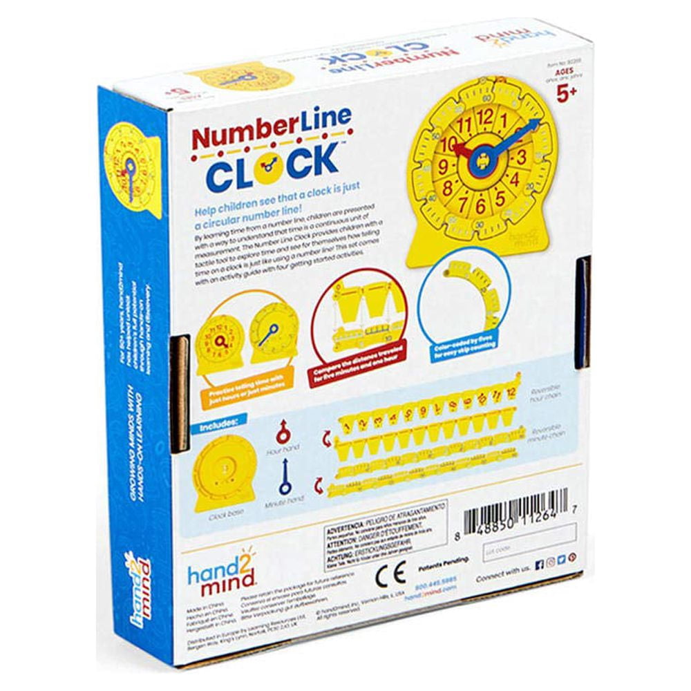 hand2mind NumberLine Clock, Math Clock for Telling Time, Mathematics & Counting Toy, (1 Pack)