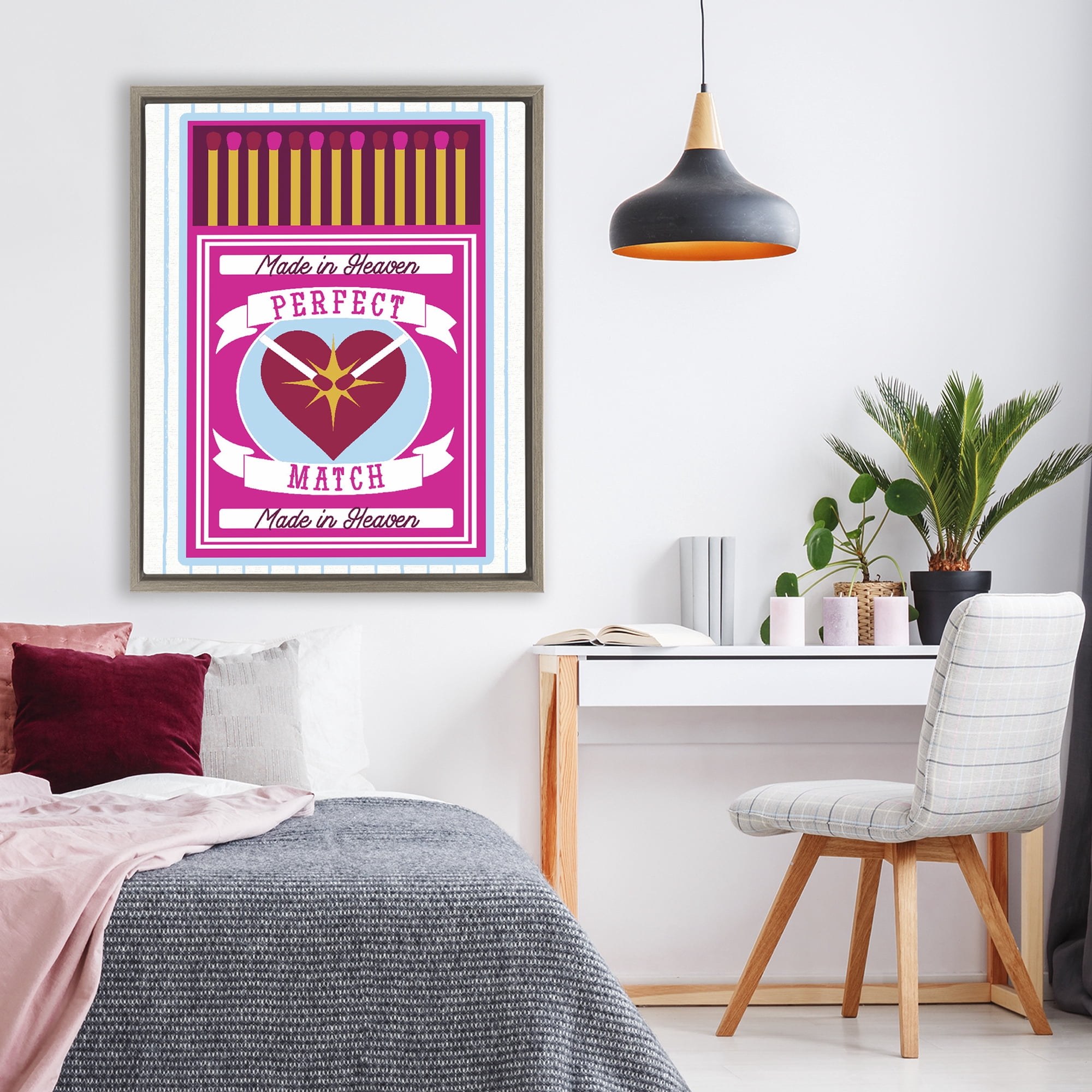 Stupell Industries Perfect Match Made In Heaven Brown Framed Floater Canvas Wall Art, design by Lil' Rue