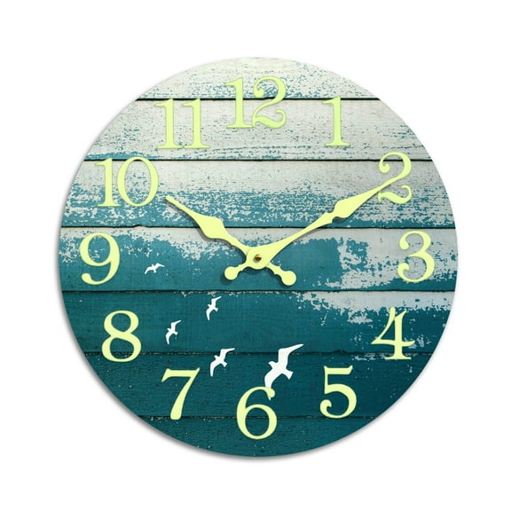 thovorrnl 12in Wooden Wall Clock, Glow in The Dark Wall Clocks Quartz Analog Battery Operated