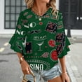 thumbnail image 3 of Casino Theme. Gambling Symbols Women's V-Neck Blouse With 3/4 Ruffled Bell Sleeves Casual Top Ladies Blouses, 3 of 7