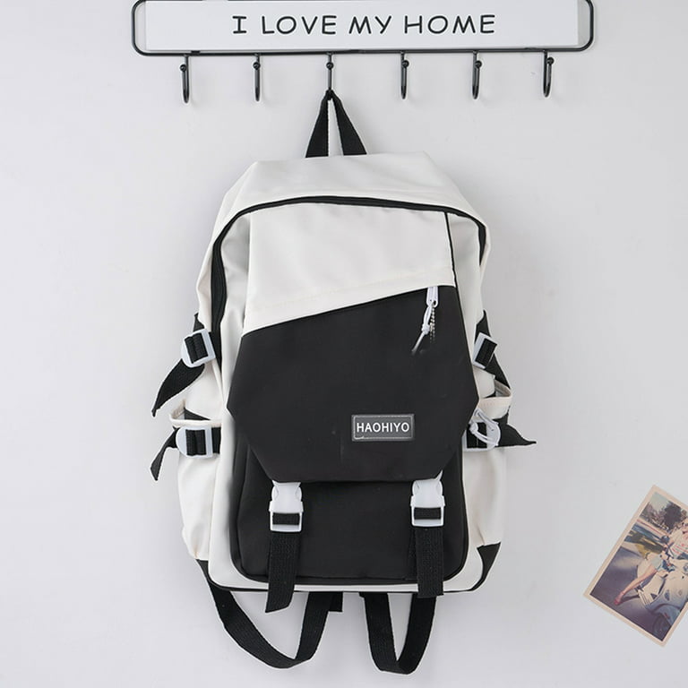 Large Capacity Canvas Black Backpack Light Simple Travel Bag
