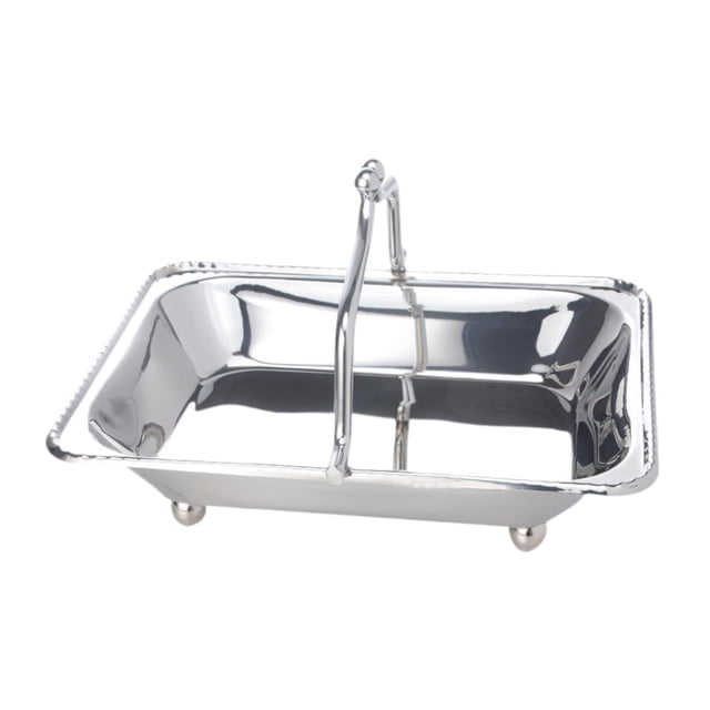 Bandeja para toallas,Bandeja para servilletas con cesta para servir frutas versátil para hotel,Cesta de almacenamiento de toallas de acero inoxidable,Bandeja de toallas caliente portátil Plata
