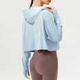 thumbnail image 4 of AherBiu Vestes d'Entraînement Raccourcies pour Femme Veste Athlétique Légère à Capuche Coupe-Soleil Randonnée Chemises Extérieures, 4 of 6