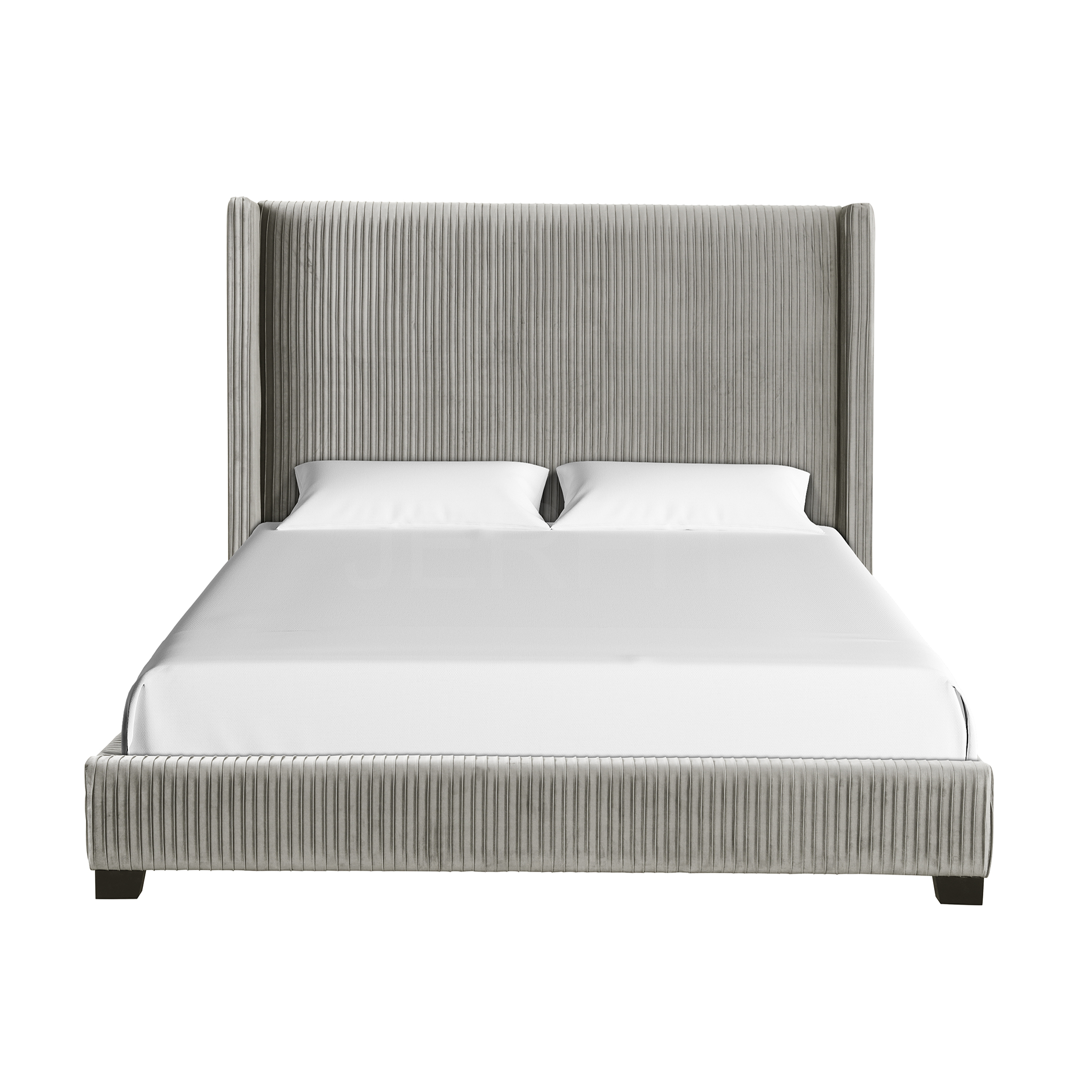 JERFIT Queen Size Upholstered Platform Bed Frame with Headboard, Light Gray - All-in-One Bed in a Box, No Box Spring Needed