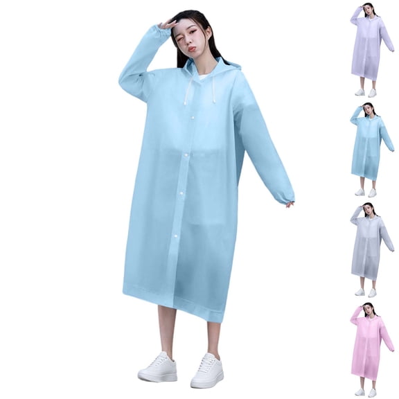 Frostluinai Womens Portable Rain Poncho Hooded Heavy Duty Waterproof for Storm Summer Travel Lightweight