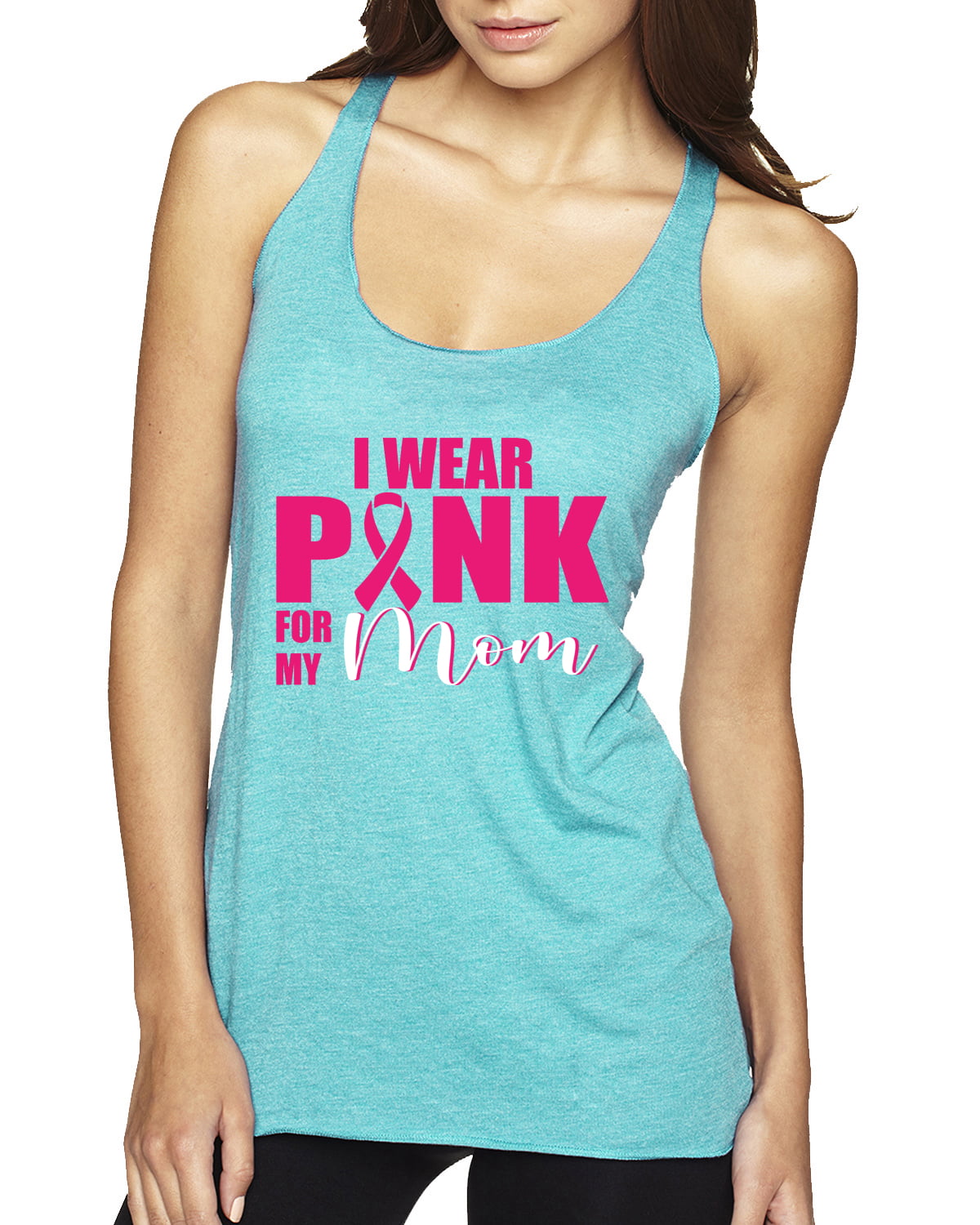 I Wear Pink for My Mom Survivor Breast Cancer Awareness Tri-Blend Racerback Tank Top