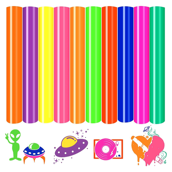 New Arrivals HTV Heat Transfer Vinyl-30X25cm 10 Sheet Neon on Vinyl Green
