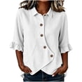 thumbnail image 2 of Neewe Button Down Shirts for Womens 3/4 Sleeve Blouses Collared Casual Summer Tops Daily Outfits, 2 of 6