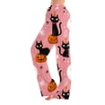 thumbnail image 2 of Halloween Pajamas Pants for Women Ladies Drawstring Pumpkins Ghost Pajama Cute Soft Long Wide Leg Pj Pants Pink 2XL, 2 of 7