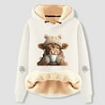 thumbnail image 2 of XIAONU Cute Cow Print Lined Hoodie Women's Casual Fashion Long Sleeve Pullover Sweatshirt for Winter Warmth and Comfort, 2 of 3