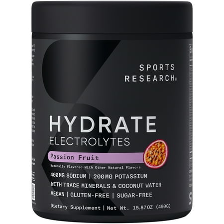 Sports Research® Hydrate Passion Fruit Drink Mix – Refreshing Electrolyte Power (90 Servings)