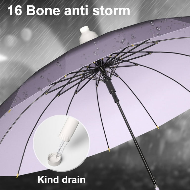 Long-handled 16-bone waterproof sleeve straight umbrella, made of impact cloth, fiber and steel - white Long-handled 16-bone waterproof sleeve straight umbrella, made of impact cloth, fiber and steel - white