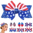 thumbnail image 2 of Zanarzt Bows for Baby Girls America 250 Hair Bow Flag Bowknot 4th Of July Hair Bow Pin Bow Hair Clips Blue,3-12 Years, 2 of 7