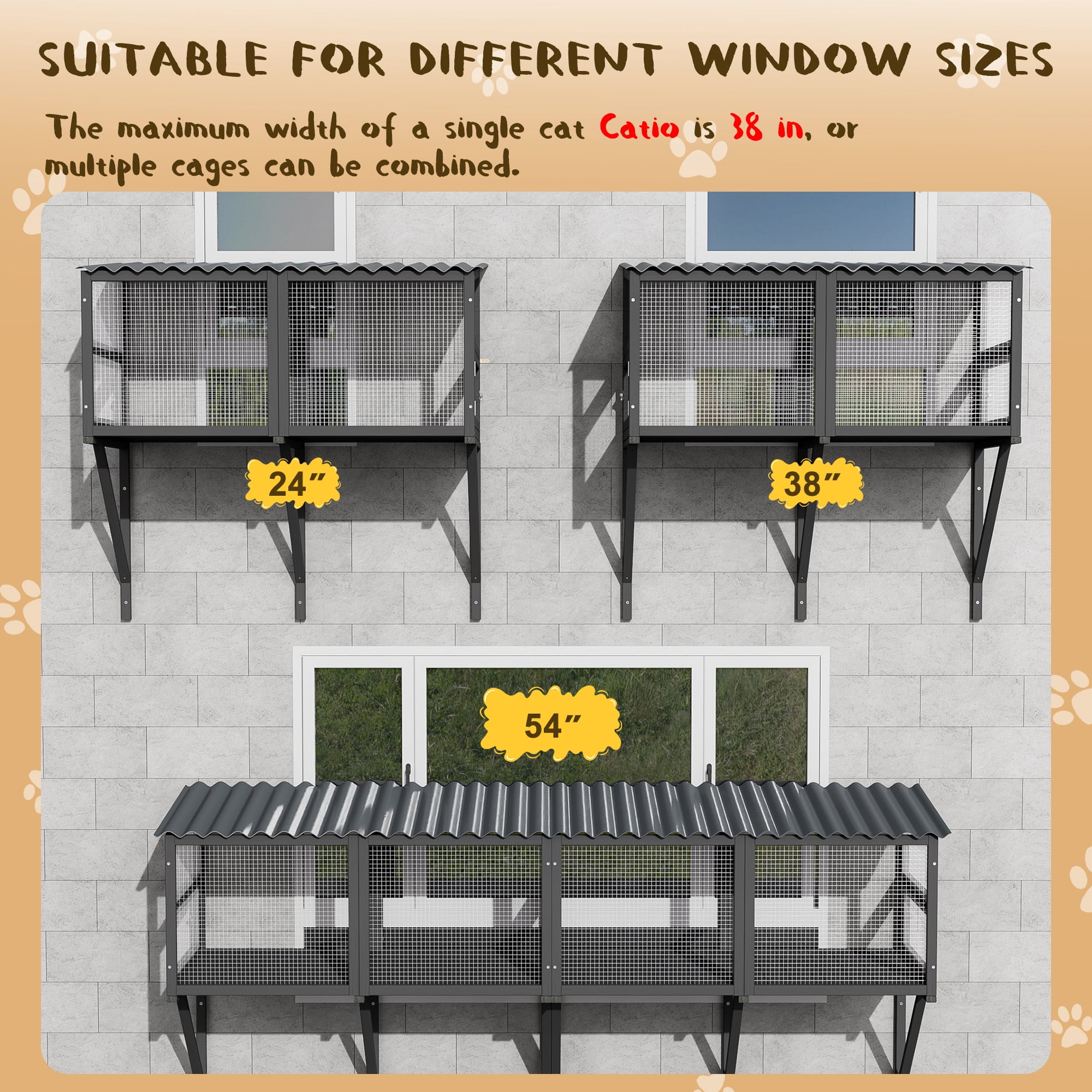 Magic Union Cat Catio, Cat Window Perch for Large Indoor Cats - Expandable Wooden Cat Window Box Enclosure for Multi Cats, Waterproof Cat Window Hammock for Safely Enjoying the Outdoor Sights