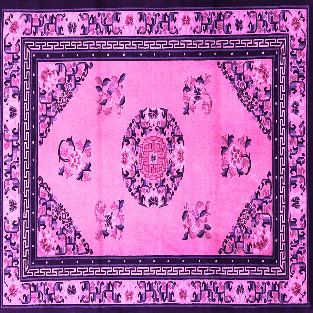 Ahgly Company Indoor Square Oriental Pink Asian Inspired Area Rugs, 6 ...