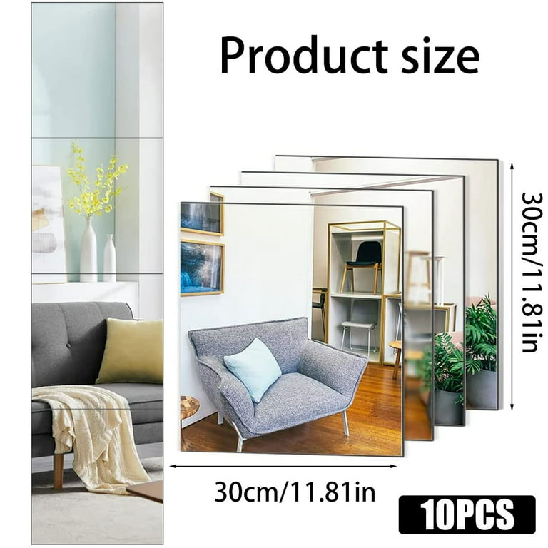 BSHAPPLUS® 23.6x39.3 Flexible Mirror Sheets, Mirror Wall Stickers,Self  Adhesive Mirror Tiles Home Bathroom Bedroom Decor