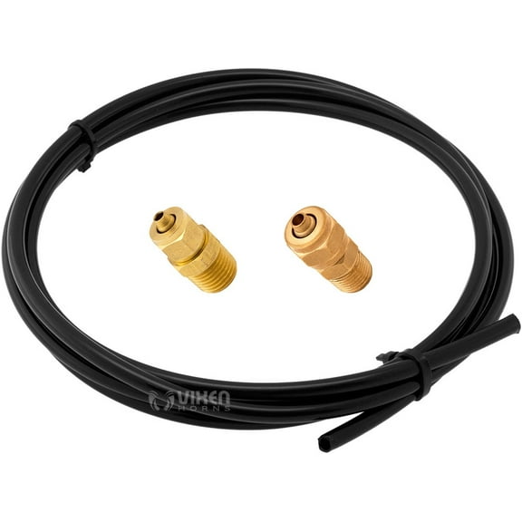 Vixen Horns 3/8" OD Nylon Plastic Hose 10 Feet w/ 1/4" NPT and 1/8" NPT Brass Compression Fitting For Train/Air Horn Systems/Suspension VXK8101