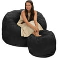 thumbnail image 1 of Ultimate Sack 4000 4-Foot Bean Bag Chair with Footstool Set, Charcoal Fur Cover, 1 of 6