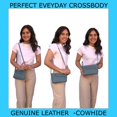 thumbnail image 3 of Cowhide Leather Womens Shoulder Purse Small Cross Body Organizer Bag with..., 3 of 9
