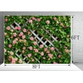 thumbnail image 2 of AIIKES 8x6FT Vinyl Photography Background Spring Flower Flowers Green Leaves Fence Wedding Background Baby, 2 of 5