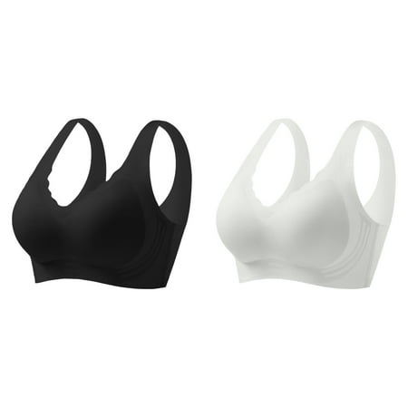 Kcodviy 2 Pcs Women s Ice Silk Seamless Sports Bras Pack for Women Cold Feeling Thin Soft Wireless Bra for Women Support Breathable Comfortable Bra Seamless Bras for Women Fixed Underwear