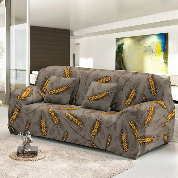 Elastic Sofa Covers Ears Of Wheat Design Washable Stretch Slipcover For Living Room 1/2/3/4 Seaters Dust-proof Couch Cover