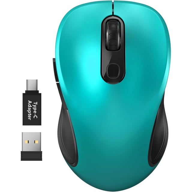 WisFox 2.4G Wireless for Laptop, Ergonomic Computer with USB Receiver and 3 Adjustable Levels, 6 Button Wireless Mice for Windows PC Notebook (Grey)
