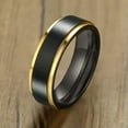 thumbnail image 4 of 6mm Unique AAA Matte Band Engagement Ring Mens Gold Plating Stainless Steel Ring, 4 of 6