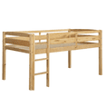thumbnail image 5 of Tcbosik Low Loft Bed Twin Size, Wood Bed Frame with Ladder and Guardrail for Bedroom, Walnut, 5 of 7