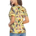 thumbnail image 3 of Fuzoiu Beautiful Bright Birds And Flowers Print Women's Classic V-Neck T-Shirt, Short Sleeve V Neck Tees for Casual Everyday Wear,Casual Fit Tee,Summer Fashion Tops-Small, 3 of 5