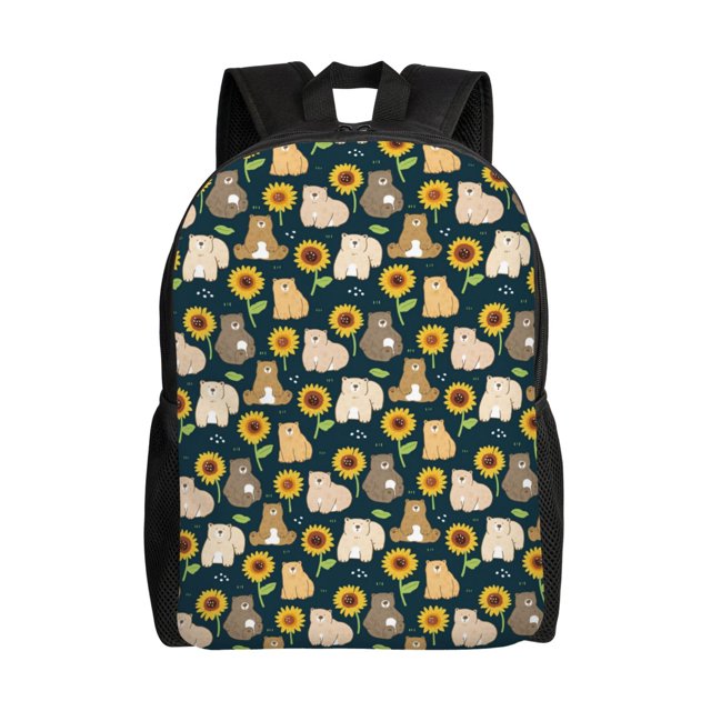 Easygdp Bear Sunflower Mochila Versátil y Elegante: Comodidad, Almacenaje y Durabilidad para la Universidad, Trabajo, Viajes y Uso Diario