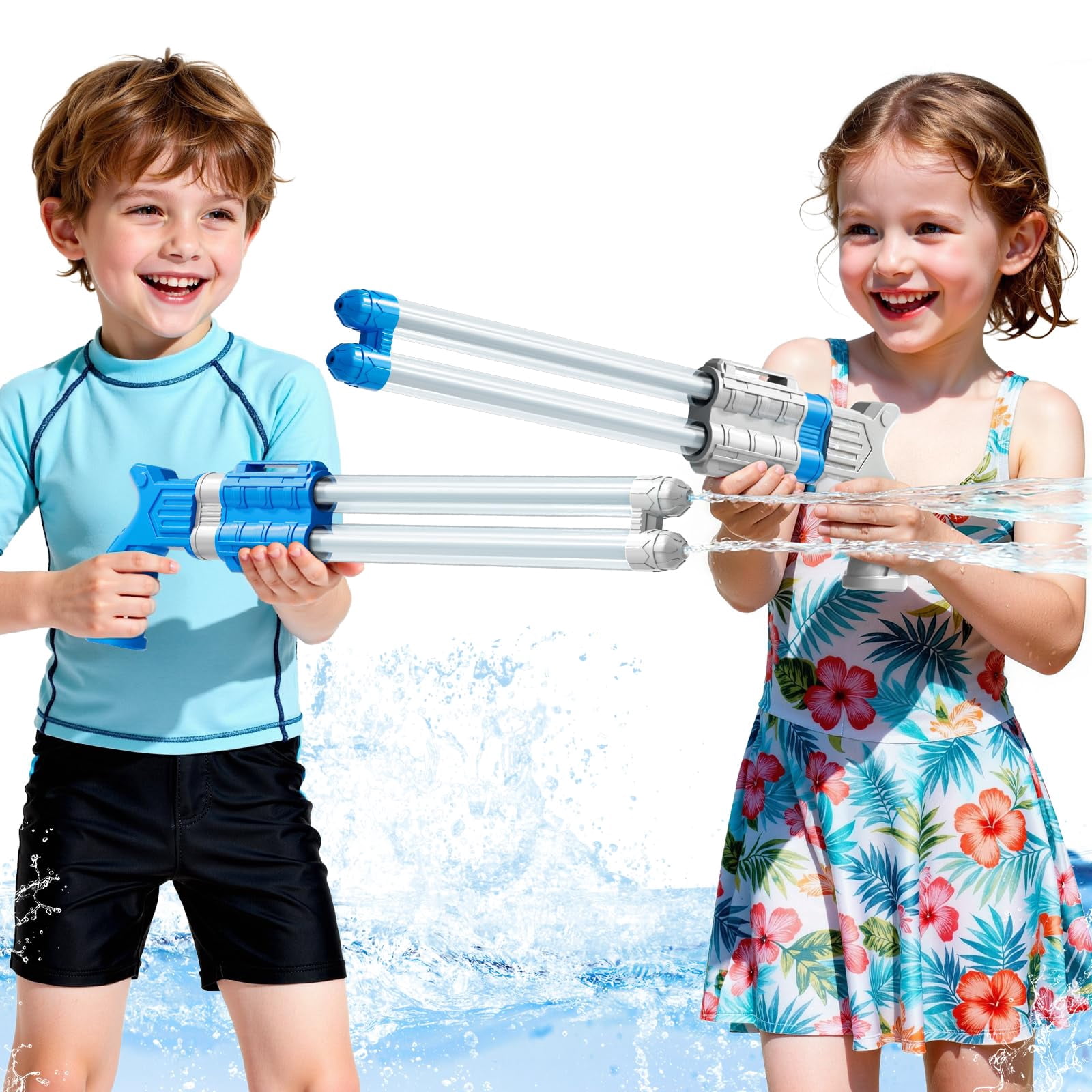 4 Packs Double-nozzles Water Blaster Toys For Outdoor Summer Play