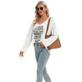 thumbnail image 5 of Women's Long Sleeve V Neck T-shirt Flag and Letter Printed Casual Tee Tops Loose Blouse Basic Tee Spring Fall Tops, S-2XL, 5 of 6