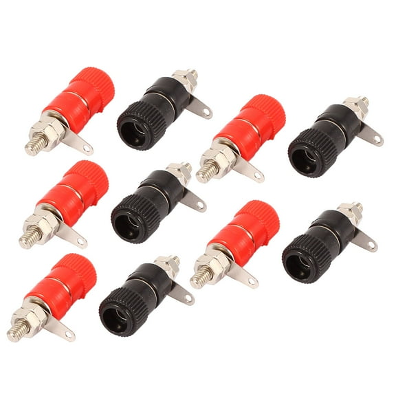 Unique Bargains 10 Pcs Metal Body 4mm Banana Plug Socket 3.8mm Thread Binding Post Terminals