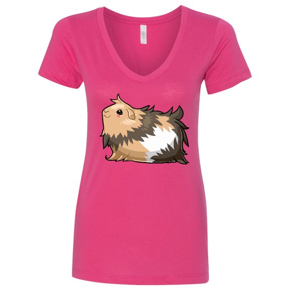 Inktastic Cute Long Haired Guinea Pig Women's V-Neck T-Shirt