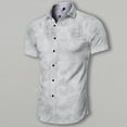 thumbnail image 2 of Camisas Para Hombre Slim Fit Camisa de manga corta para hombre, para vacaciones en casa, con bolsillo, informal, con botones, camisa de negocios arrugada (Grey, XL), 2 of 3