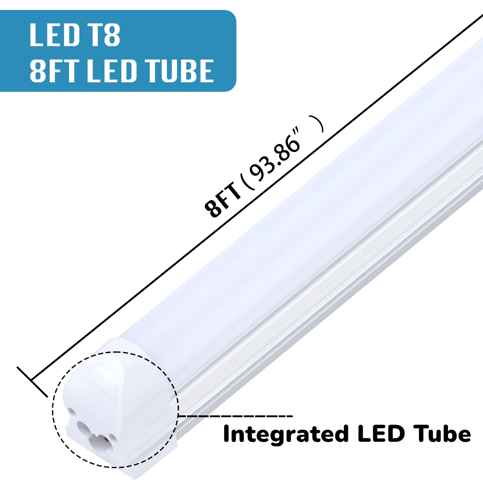(12-Pack), 8FT LED Shop Light Fixture, Super Bright 100W 6000K Cold White 15000LM, 8 Foot Led Lights, Flat 2 Rows Flat Shape 96" LED Shop Lights,Linkable T8 LED Tube Lights for Garage Warehouse