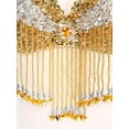thumbnail image 5 of TiaoBug Women's Belly Dance Costume Sequins Tassels Adjustable Bra Tops Bollywood Dancewear Gold One Size, 5 of 7