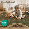 thumbnail image 4 of ODIKA 6'x9' Washable Area Rug Vintage Sage Distressed Vine Border Decorative Traditional Chartreuse for Family Room, Living Room, Master Bedroom, Non-Slip, Easy Care, 4 of 7