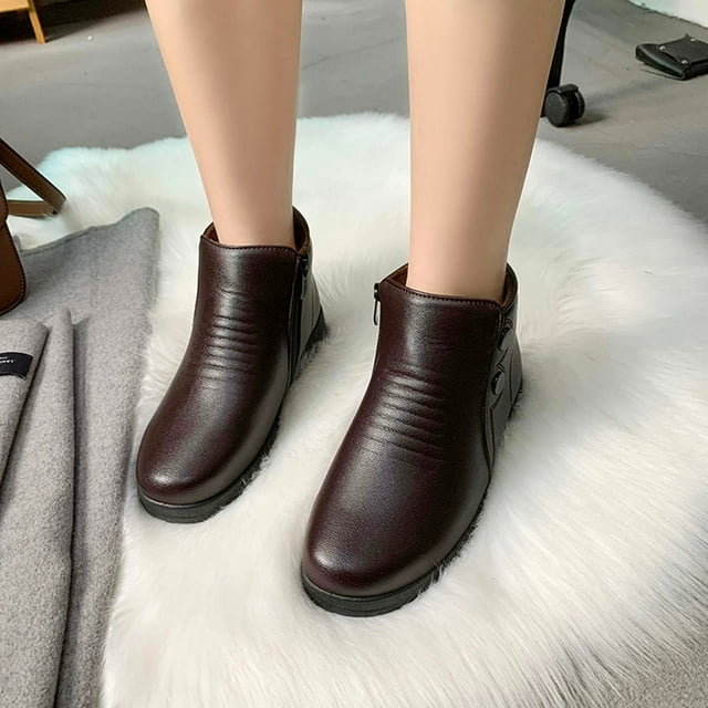 Styesk Bottes pour Femmes Bottes Vintage pour Femmes à Bout Rond à Talon Plat Bottes à Semelle Épaisse Chaussures Courtes Bottes de Travail pour Femmes