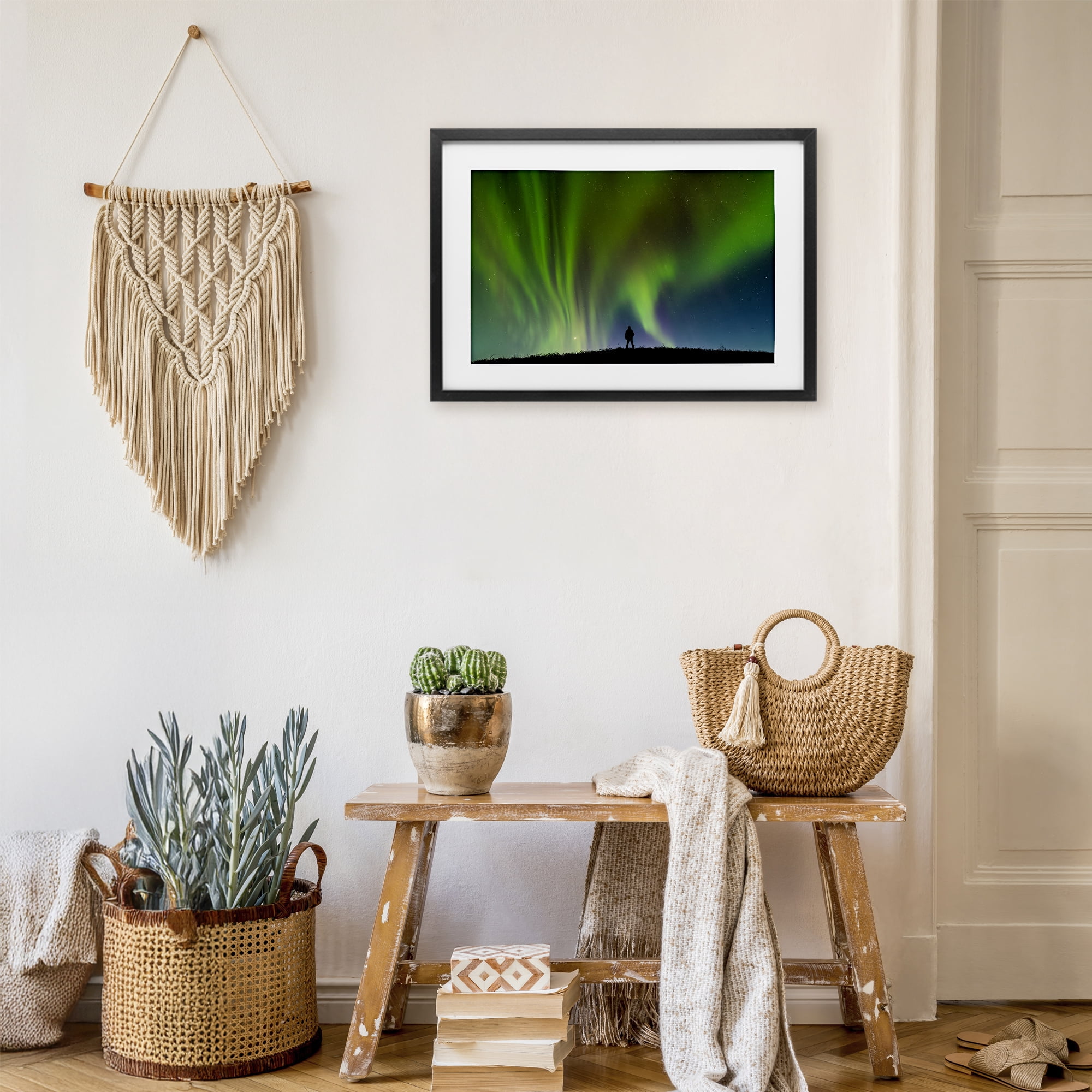Stupell Industries Envelop Northern Lights Silhouette Black Framed Print Under Glass, design by Shelley Carlisle