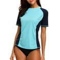 thumbnail image 2 of Women's Contrast Color Rash Guard Swimwear UPF 50+ Stretch Surfing Top Swim Shirt, 2 of 5