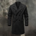thumbnail image 6 of Maqroz Mens Long Double Breasted Trench Coat Notch Lapel Collar Winter Warm Overcoat Casual Business Formal Outerwear Heavyweight Classic Long Jacket, (Black,XXL), 6 of 9