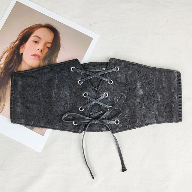 unbranded Corset Belt De PU Cuero Negro Con Ajustable Para Estilizar Femenina