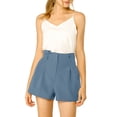 thumbnail image 6 of INSPIRE CHIC Women's Elegant Bow Self-Tie Belt High Paper Bag Waist Pleated Shorts S Grey Blue, 6 of 8